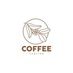 Coffee Logo, Coffee Tree Design, Cafe Drink Vector, Icon Brand Illustration Symbol