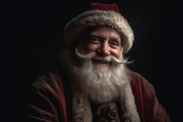 Santa Claus smile with Santa Claus Christmas costume. Generative AI