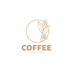 Coffee Logo, Coffee Tree Design, Cafe Drink Vector, Icon Brand Illustration Symbol
