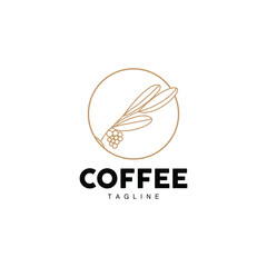Coffee Logo, Coffee Tree Design, Cafe Drink Vector, Icon Brand Illustration Symbol