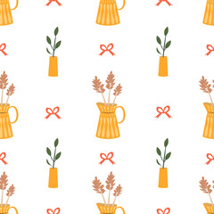 Fototapeta na wymiar Seamless Pattern illustration. Botanical pattern for textile, paper, wallpaper, tape, cover design. Botanical prints. Seamless repeat pattern
