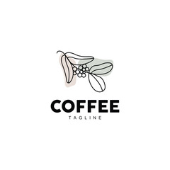 Coffee Logo, Coffee Tree Design, Cafe Drink Vector, Icon Brand Illustration Symbol