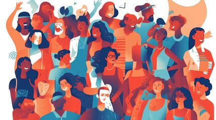 Diverse community coming together in unity and togetherness. Colorful illustration of diversity, inclusion, equality, and representation. Beauty of a multicultural, multiracial society. Generative AI