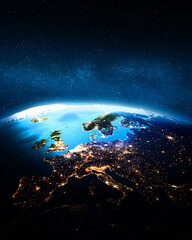 Fototapeta na wymiar Europe night map