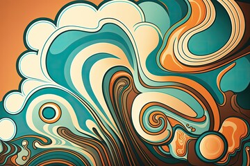 Fototapeta na wymiar swirling abstract design on a warm brown background. Generative AI