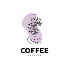 Coffee Logo, Coffee Tree Design, Cafe Drink Vector, Icon Brand Illustration Symbol