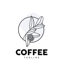 Coffee Logo, Coffee Tree Design, Cafe Drink Vector, Icon Brand Illustration Symbol