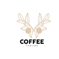 Coffee Logo, Coffee Tree Design, Cafe Drink Vector, Icon Brand Illustration Symbol