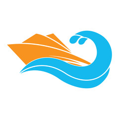 speed boat logo vector illustration icon design template.