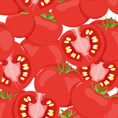 Seamless pattern of red tomatoes