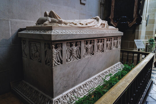 Krakow, Poland - August 24, 2022: Queen Jadwiga of Poland tomb in Wawel Castle Cathedral in Krakow