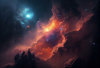 Fototapeta na wymiar Space galaxy universe nebula 0010. Generative AI