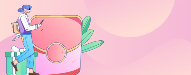 Festive Shopping E-Commerce Online Shopping People Flat Vector Concept Operation Hand Drawn Illustration
