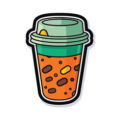 Coffee cup cartoon vector isolated sticker 
