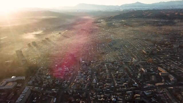 Aerial view of Osh city
