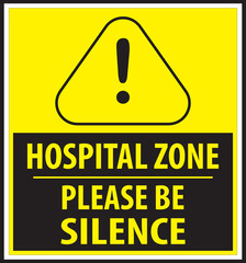 Hospital zone sign vector, hospital zone keep quiet sign vector, please be silence sign