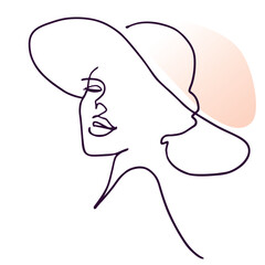 Line drawing of woman's face. Abstract minimal woman portrait. illustration Vector