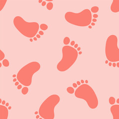 Seamless pattern with pink feet