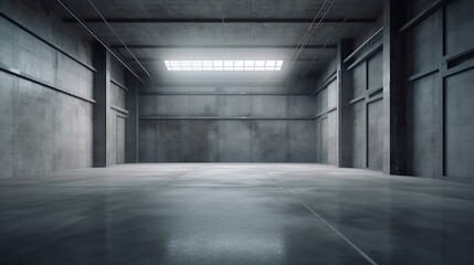 empty old factory hall, generative ai
