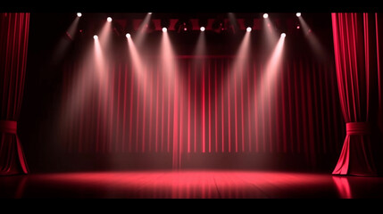 stage with curtains and spotlight, generative ai