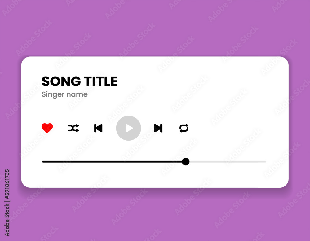 Leinwandbilder media music player interface isolated on white background. multimedia frame template. mockup live st