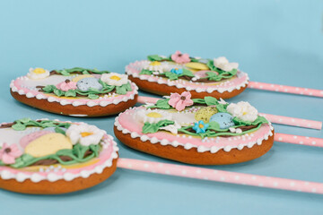 Easter eggs with a string that says'Easter'on it