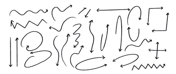 hand drawn arrow set on transparent background. vector