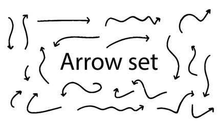 hand drawn arrow set on transparent background. vector