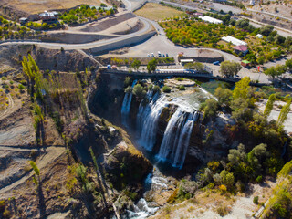 Tortum Waterfall, aerial view