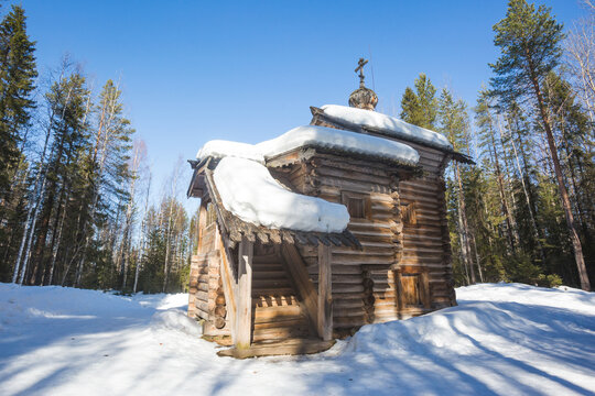 Small wooden church in the Pinega sector in Malye Korely, Arkhangelsk region, Russia