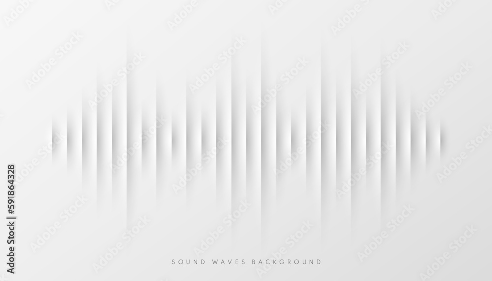 Wall mural sound wave equalizer lines on gray and white background. visualization futuristic design element. ra