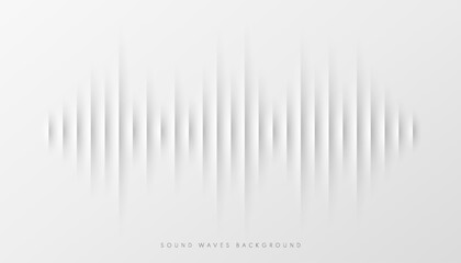 Sound wave equalizer lines on gray and white background. Visualization futuristic design element. Radio and music template design. Modern voice sound recognition in papercut style. Vector illustration - obrazy, fototapety, plakaty