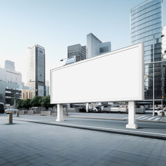 Fototapeta premium Maximizing Your Advertising Impact: Blank Canvas Billboard in Modern City
