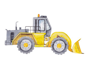 Front loader watercolor illustration