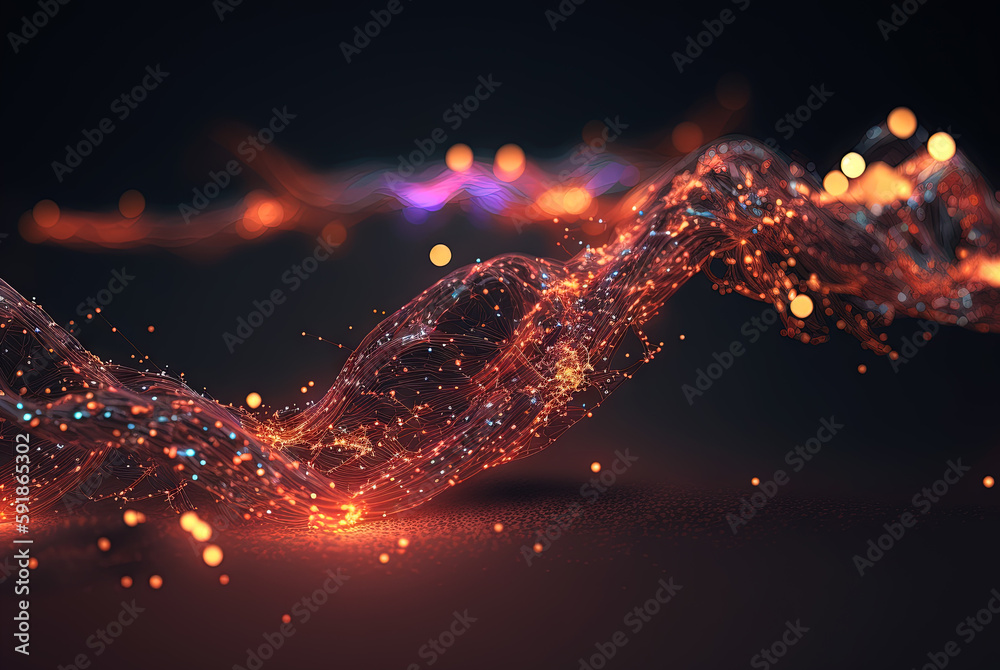 Aufkleber Technology concept of data flow. Data collecting and sorting in digital abstraction. Generated AI.