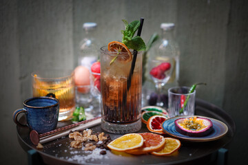 Long Island Iced Tea: Classic Cocktail, Potent Mix, Refreshing Beverage, Vodka, Rum, Tequila, Gin,...