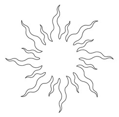 Groovy boho sun stars gradient elements 70s peace love wave hippie line black white mandala