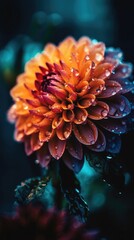 Dahlia flower with waterdrops. Close up. Generative AI