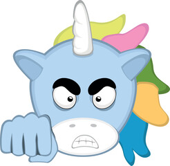 vector illustration face of an angry unicorn giving a fist bump