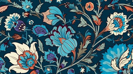 Turkish Iznik background texture traditional design, turkey, floral, pattern, seamless Generative AI - obrazy, fototapety, plakaty