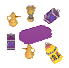 Fototapeta premium Ramadan Set with Frame