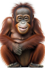 AI generated  illustration of cute happy smiling orangutan