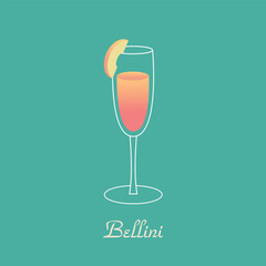 Bellini Cocktail. Fresh summer drinks.