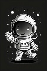 cute astronaut floating in space.