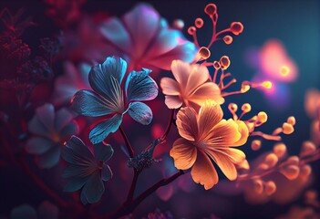 Obraz na płótnie Canvas Abstract flower spring bloom aesthetic art style background. Generative AI
