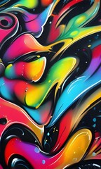 Graffiti seamless background. Artist supply color illustration. Visual arts doodles. Painting drawing art backgrounds. Royalty high-quality free stock digital multicolor abstract art. Generative AI