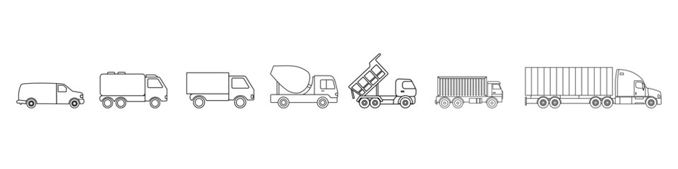 Fototapeta premium Truck icon vector set. transportation of goods illustration sign collection. Cargo transportation symbol or logo.