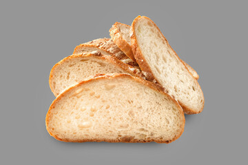 Sliced bread. Bread slices isolated on gray background. Healthy food concept