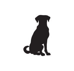  One sitting dog silhouette illustration.