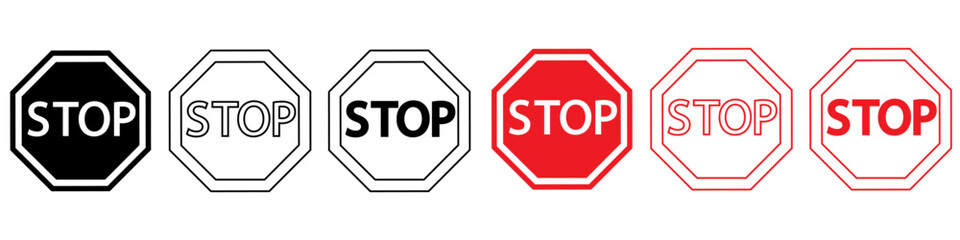 Traffic stop vector icon set. Stop illustration sign collection. warning symbol or logo.